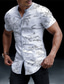 tanie Koszule hawajskie-Męskie Koszula Drzewo kokosowe Wzory graficzne Kołnierz stawiany Biały Zielony Na zewnątrz Ulica Krótki rękaw Nadruk Odzież Moda Designerskie Codzienny Wygodny