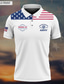cheap 3D Polo-Men&#039;s Button Up Polos Lapel Polo Polo Shirt Golf Shirt Letter Graphic Prints American Flag Veterans Turndown Wine Red Navy Blue Blue Outdoor Street Short Sleeves Print Clothing Apparel Sports Fashion