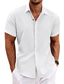 Χαμηλού Κόστους ανδρικά πουκάμισα casual-Ανδρικά Πουκάμισο λινό πουκάμισο Casual πουκάμισο Καλοκαιρινό πουκάμισο Πουκάμισο παραλίας Πουκάμισο με κουμπιά Μαύρο Λευκό Θαλασσί Κοντομάνικο Σκέτο Πέτο Καλοκαίρι Causal Καθημερινά Ρούχα