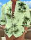 abordables Camisas estampadas para hombre-Hombre Camisa camisa de lino camisa hawaiana Árbol de coco Estampados Escote Chino Blanco Rosa Azul Piscina Verde Trébol Exterior Calle Manga Larga Estampado Ropa Moda Design Casual Cómodo