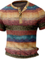 voordelige henley overhemden voor heren-Voor heren Wafel Henley-shirt Raglan-T-shirt Grafisch Kleurenblok Gestreept Henley Kleding 3D-afdrukken Buiten Dagelijks Korte mouw nappi Modieus Ontwerper Casual