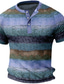 baratos camisas henley masculinas-Homens Camisa Waffle Henley camiseta raglã Gráfico Bloco de cor Listrado Henley Roupa Impressão 3D Ao ar livre Diário Manga Curta Botão Moda Designer Casual