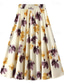 cheap Chiffon Skirts-Women&#039;s Skirt A Line Midi High Waist Skirts Chiffon Print Color Block Floral Daily Holiday Spring &amp; Summer Chiffon Elegant Summer Yellow Red Blue Orange