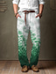 billige bukser med tryk-Herre Bukser Sommerbukser Strandbukser Snørelukning Elastisk Talje 3D-udskrivning Farveblok Grafiske tryk Komfort Afslappet Daglig Ferie Gade Hawaiiansk Rød Blå