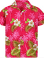 זול חולצות טרופיות-בגדי ריקוד גברים חולצת הוואי חולצה עם כפתורים חולצת קיץ חולצה קז&#039;ואל חולצת מחנה גראפי פרחוני צווארון מתקפל ורוד מסמיק אודם פול סגול כתום קזו&#039;אל יומי שרוולים קצרים כפתור למטה דפוס ביגוד כותנה