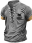 abordables Camisetas 3D de hombre-Hombre Camiseta Henley Shirt Graphic Letra Henley Gris blanco Verde Ejército Azul Piscina Marrón Verde Trébol Impresión 3D Calle Casual Manga Corta Retazos Abotonar Ropa Moda Clásico Papá camiseta