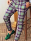 ieftine Pantaloni Chinos-Bărbați Costume chinez Pantaloni Buzunar Plisat Respirabil Exterior Afaceri Casual Zilnic Retro / vintage Oficial Trifoi Mov Micro-elastic