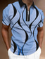 levne 3D polo-Pánské Polo na zip Lapel Polo Polo trička Golfová košile Grafické tisky Geometrie Podlouhlá Přehnutý Černá Bílá Žlutá Světlá růžová Vodní modrá Venkovní ulice Krátké rukávy Zip Tisk Oblečení Módn