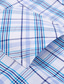 cheap Dress Shirts-Men&#039;s Dress Shirt Light Blue White Dark Pink Short Sleeve Plaid / Striped / Chevron / Round Shirt Collar All Seasons Daily Wear Date Clothing Apparel Cross