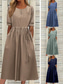 voordelige Werkjurken-Dames Marineblauw blauw Licht Paars Zomer Lente Herfst Halflange jurk Casual jurk Swingjurk Basic Modern Casual Buiten Dagelijks Ruim Passend Effen Strakke ronde hals
