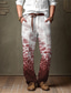 tanie drukowane spodnie-Męskie Spodnie Letnie spodnie Spodnie plażowe Ściągana na sznurek Elastyczny pas Druk 3D Kolorowy blok Wzory graficzne Komfort Codzienny Święto Moda miejska Hawajskie Czerwony Niebieski
