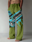 tanie drukowane spodnie-Męskie Spodnie Letnie spodnie Spodnie plażowe Ściągana na sznurek Elastyczny pas Druk 3D Samochód Wzory graficzne Komfort Codzienny Święto Moda miejska Hawajskie Biały Zielony