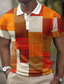cheap Graphic Polo-Men&#039;s Polo Shirt Waffle Polo Shirt Lapel Polo Button Up Polos Golf Shirt Plaid Graphic Prints Geometry Turndown Light Yellow Crystal / Orange Yellow Army Green Red Outdoor Street Short Sleeve Print