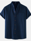 Χαμηλού Κόστους ανδρικά πουκάμισα casual-Ανδρικά Πουκάμισο Πουκάμισο με κουμπιά Casual πουκάμισο Καλοκαιρινό πουκάμισο Πουκάμισο παραλίας Μαύρο Λευκό Ρουμπίνι Βαθυγάλαζο Θαλασσί Κοντομάνικο Σκέτο Κορδέλα Κολάρο Καθημερινά Διακοπές