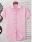 baratos camisas masculinas casuais-Homens Camisa Social camisa de botão camisa de verão Camisa casual Preto Branco Rosa Azul Azul Escuro Manga Curta Tecido Lapela Diário Férias Roupa Moda Casual Confortável