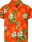 זול חולצות טרופיות-בגדי ריקוד גברים חולצת הוואי חולצה עם כפתורים חולצת קיץ חולצה קז&#039;ואל חולצת מחנה גראפי פרחוני צווארון מתקפל ורוד מסמיק אודם פול סגול כתום קזו&#039;אל יומי שרוולים קצרים כפתור למטה דפוס ביגוד כותנה