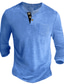 tanie podstawowy henley-Męskie Koszula Henley Koszulki Jednokolorowe Henley Wino Zielony Czarny Niebieski Khaki Codzienny Święto Długi rękaw Przycisk w dół Odzież Moda Designerskie Wygodny Niezbędnik