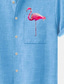 tanie Męskie koszule z nadrukiem-Męskie Koszula lniana koszula Flaming Wzory graficzne Kołnierz stawiany Żółty Niebieski Zielony Jasnoniebieski Szary Na zewnątrz Ulica Krótki rękaw Nadruk Odzież Len Moda Moda miejska Designerskie