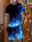 billige T-shirtsæt til mænd-Herre Shorts og T-shirt sæt T-shirt outfits Grafisk Farveblok Flamme Rund hals Tøj 3D-udskrivning udendørs Daglig Kortærmet 3D-udskrivning 2 stk 2stk Designer Afslappet Bekvem