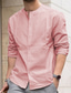 abordables camisas casuales de los hombres-Hombre Camisa Abotonar la camisa Camisa casual Blanco Rosa Azul Gris Manga Larga Plano Cuello alto Diario Vacaciones Ropa Design Casual Cómodo