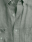 お買い得  メンズカジュアルシャツ-男性用 リネンシャツ サマーシャツ カジュアルシャツ ホワイト ピンク スカイブルー 長袖 平織り タブカラー 春夏 カジュアル 日常 衣類
