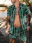 abordables Conjuntos de camisa de hombre-Hombre Conjunto de camisa camisa hawaiana Graphic Floral Aloha Cuello Vuelto Negro Azul Piscina Morado Verde Trébol Print Exterior Casual Manga Corta Impresión 3D Abotonar Ropa Moda Hawaiano Design