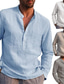 billige mænds fritidsskjorter-herre henley skjorte ensfarvet lomme langærmede street toppe enkel letvægts afslappet mode strand lyseblå vin grå/sommer skjorter