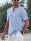 رخيصةأون قمصان رجالية عادية-رجالي قميص قميص غير رسمي قميص صيفي أسود أبيض أزرق البحرية أزرق سماوي كاكي كم قصير 平织 V رقبة مناسب للبس اليومي عطلة ملابس موضة كاجوال مريح