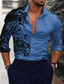 お買い得  メンズプリントシャツ-男性用 シャツ グラフィック フラワー 折襟 ブラック ネイビーブルー ブルー グリーン グレー プリント 日常 祝日 長袖 3Dプリント ボタンダウン 衣類 ファッション デザイナー カジュアル 高通気性