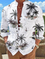 billige Skjorter med tryk til mænd-Herre Skjorte linned skjorte Hawaii skjorte Kokos palme Grafiske tryk Høj krave Hvid Lyserød Blå Grøn udendørs Gade Langærmet Trykt mønster Tøj Mode Designer Afslappet Bekvem