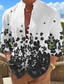 abordables Camisas estampadas para hombre-Hombre Camisa camisa de lino Floral Estampados Geometría Patrones de Rombo Escote Chino Negro Blanco Rosa Azul Piscina Caqui Exterior Calle Manga Larga Estampado Ropa Moda Design Casual Cómodo