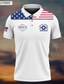 cheap 3D Polo-Men&#039;s Button Up Polos Lapel Polo Polo Shirt Golf Shirt Letter Graphic Prints American Flag Veterans Turndown Wine Red Navy Blue Blue Outdoor Street Short Sleeves Print Clothing Apparel Sports Fashion