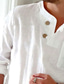 billige mænds fritidsskjorter-Herre Skjorte linned skjorte Casual skjorte Sommer skjorte Strandtrøje Hvid Blå Kakifarvet Langærmet Vanlig Båndkrave Forår sommer Afslappet Daglig Tøj Lomme