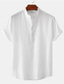 levne pánské neformální košile-Pánské Košile Letní košile Plážová košile Tričko Henley Černá Bílá Žlutá Krátký rukáv Bez vzoru Henley Léto Ležérní Denní Oblečení