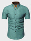 billiga fritidsskjortor för män-Herr Skjorta Knapp upp skjorta Casual skjorta Sommarskjorta Svart Blå Grön Kortärmad Slät Knapp ner krage Dagligen Semester Framficka Kläder Mode Ledigt Bekväm