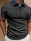 cheap Zip Polo-Men&#039;s Button Up Polos Polo Shirt Casual Holiday Lapel Classic Short Sleeve Fashion Basic Color Block Button Summer Regular Fit Navy Black White Blue Beige Gray Button Up Polos