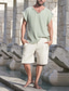 Недорогие мужские льняные рубашки-Муж. Рубашка льняная рубашка Летняя рубашка Пляжная рубашка Зеленый С короткими рукавами Полотняное плетение V-образный вырез Лето Повседневные Гавайский Одежда