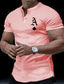 billige Casual T-shirts til mænd-Herre Henley-skjorte Grafisk Poker Henley Tøj Varm Stempling udendørs Gade Kortærmet Knap ned Trykt mønster Mode Designer Bekvem