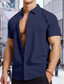 Χαμηλού Κόστους ανδρικά πουκάμισα casual-Ανδρικά Πουκάμισο Πουκάμισο με κουμπιά Casual πουκάμισο Καλοκαιρινό πουκάμισο Πουκάμισο παραλίας Μαύρο Λευκό Βαθυγάλαζο Μπλε Χακί Κοντομάνικο Σκέτο Πέτο Καθημερινά Διακοπές Ρούχα