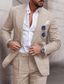 billige linneddragter-herre bryllup linned jakkesæt 2 stykke blå ensfarvede sommer jakkesæt skræddersyet pasform enkeltradet en-knaps 2023