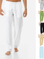 Χαμηλού Κόστους λινό παντελόνι-ανδρικό casual παντελόνι σπορ απλό ίσιο παντελόνι με τσέπες άνεση βαμβακερό αναπνεύσιμο εξωτερικό χαλαρό καθημερινό παντελόνι απλό μονόχρωμο ελαστικό κορδόνι στη μέση στρατιωτικό κίτρινο γκρι πράσινο