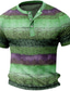 voordelige henley overhemden voor heren-Voor heren Wafel Henley-shirt Raglan-T-shirt Grafisch Kleurenblok Gestreept Henley Kleding 3D-afdrukken Buiten Dagelijks Korte mouw nappi Modieus Ontwerper Casual