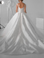 levne Luxusní svatební šaty-Královský styl formální svatební šaty ball gown čtvercového výstřihu bez rukávů klášterní vlečka saténové svatební šaty v jednotné barvě 2025