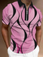 preiswerte 3D-Polo-Herren Zip Polo Revers-Polo Poloshirt Golfhemd Grafik-Drucke Geometrie Linear Umlegekragen Schwarz Weiß Gelb Rosa Blau Outdoor Strasse Kurze Ärmel Zip Bedruckt Bekleidung Modisch Designer