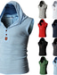 Χαμηλού Κόστους Ανδρικά μπλουζάκια casual-Ανδρικά Αμάνικη Μπλούζα Τοπ γιλέκου Φανέλα Αμάνικο πουκάμισο Σκέτο Με Κουκούλα ΕΞΩΤΕΡΙΚΟΥ ΧΩΡΟΥ Εξόδου Αμάνικο Κουμπί Ρούχα Μοντέρνα Υψηλής Ποιότητας Μυς