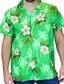 baratos Camisas havaianas-Homens Camisa havaiana camisa de botão camisa de verão Camisa casual Camisa de acampamento Gráfico Floral Aberto para a Lateral Rosa Vermelho Azul Roxo Laranja Casual Diário Manga Curta Botão para