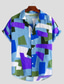 economico Camicie hawaiane-Per uomo Camicia Camicia hawaiana Pop art Hawaiano Aloha Stampe astratte Design Colletto italiano visibile Rosa Blu Verde Stampa 3D Da mare Spiaggia Manica corta Stampa Abbigliamento Originale