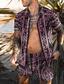 billige Herreskjortesæt-Herre Skjorte sæt Hawaii skjorte Grafisk Blomstret Aloha Aftæpning Sort Blå Lilla Grøn Trykt mønster udendørs Afslappet Kortærmet 3D-udskrivning Knap ned Tøj Mode Hawaiiansk Designer Afslappet