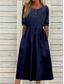 voordelige Werkjurken-Dames Marineblauw blauw Licht Paars Zomer Lente Herfst Halflange jurk Casual jurk Swingjurk Basic Modern Casual Buiten Dagelijks Ruim Passend Effen Strakke ronde hals