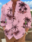tanie Męskie koszule z nadrukiem-Męskie Koszula lniana koszula Koszula hawajska Drzewo kokosowe Wzory graficzne Kołnierz stawiany Biały Rumiany róż Niebieski Zielony Na zewnątrz Ulica Długi rękaw Nadruk Odzież Moda Designerskie